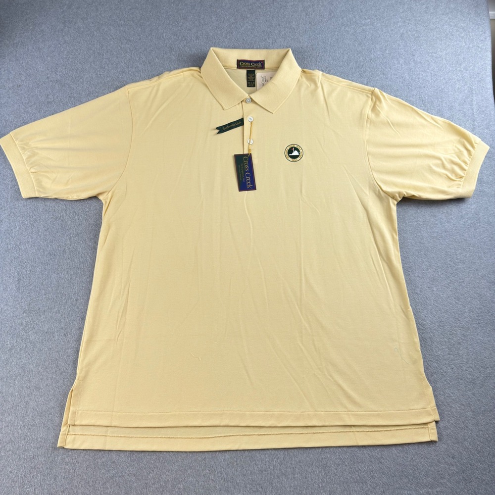 Vintage 90s Cross Creek VSGA Golf Polo XXL Pima Lisle Cotton NWT Pale Yellow